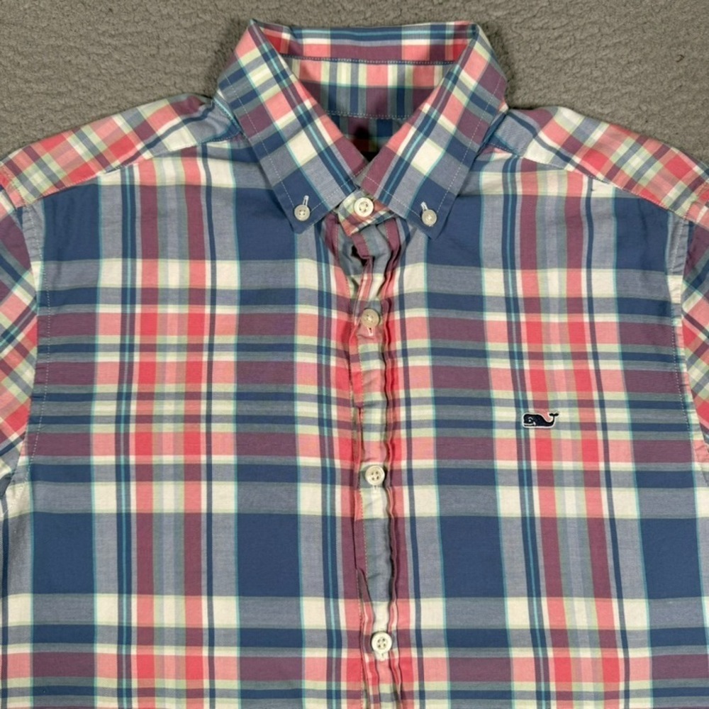 Vineyard Vines Shirt Mens Small Plaid Classic Fit Whale Casual Preppy Cotton‎